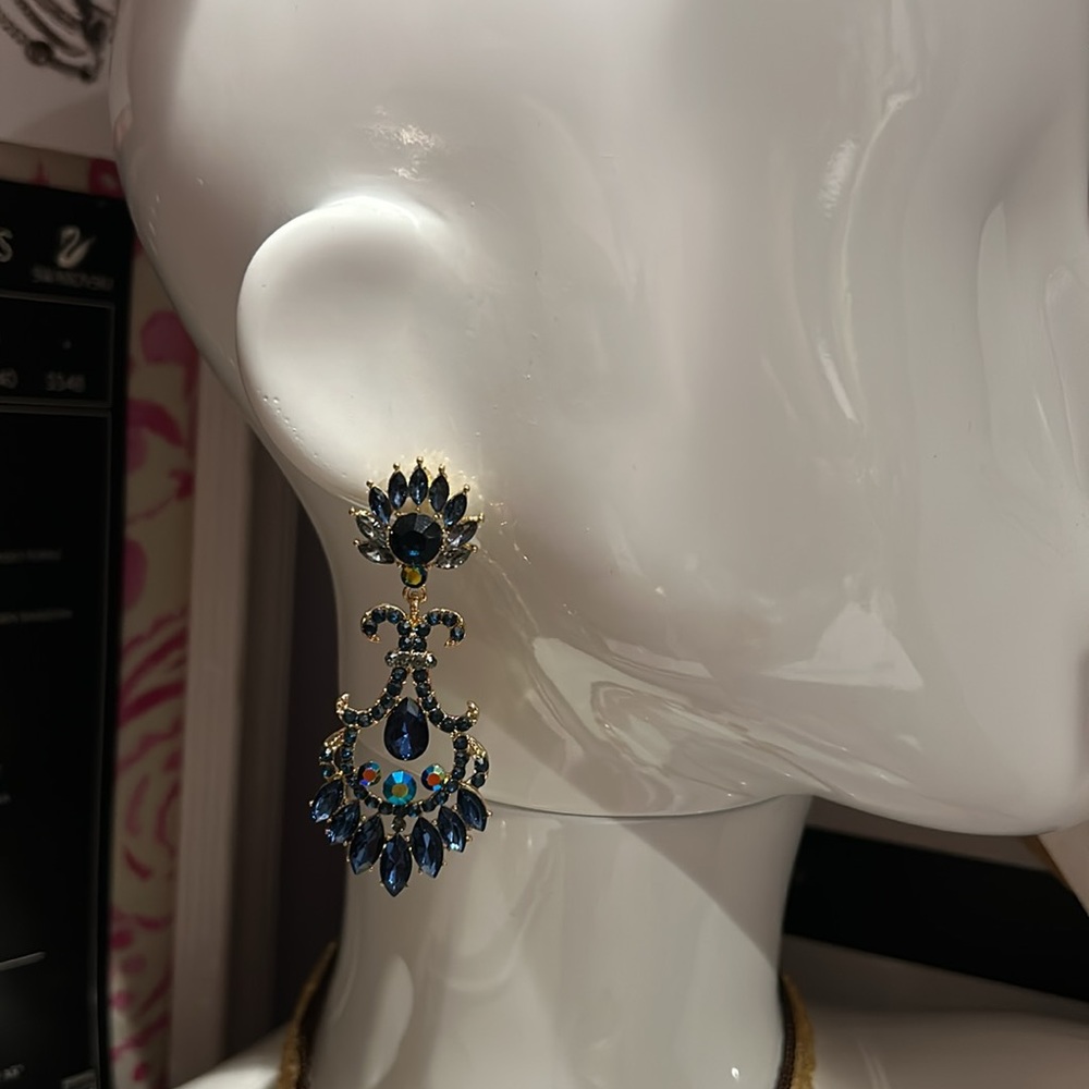 Navy Montana Blue Lotus Flower Earrings-Boutique - Picture 8 of 9